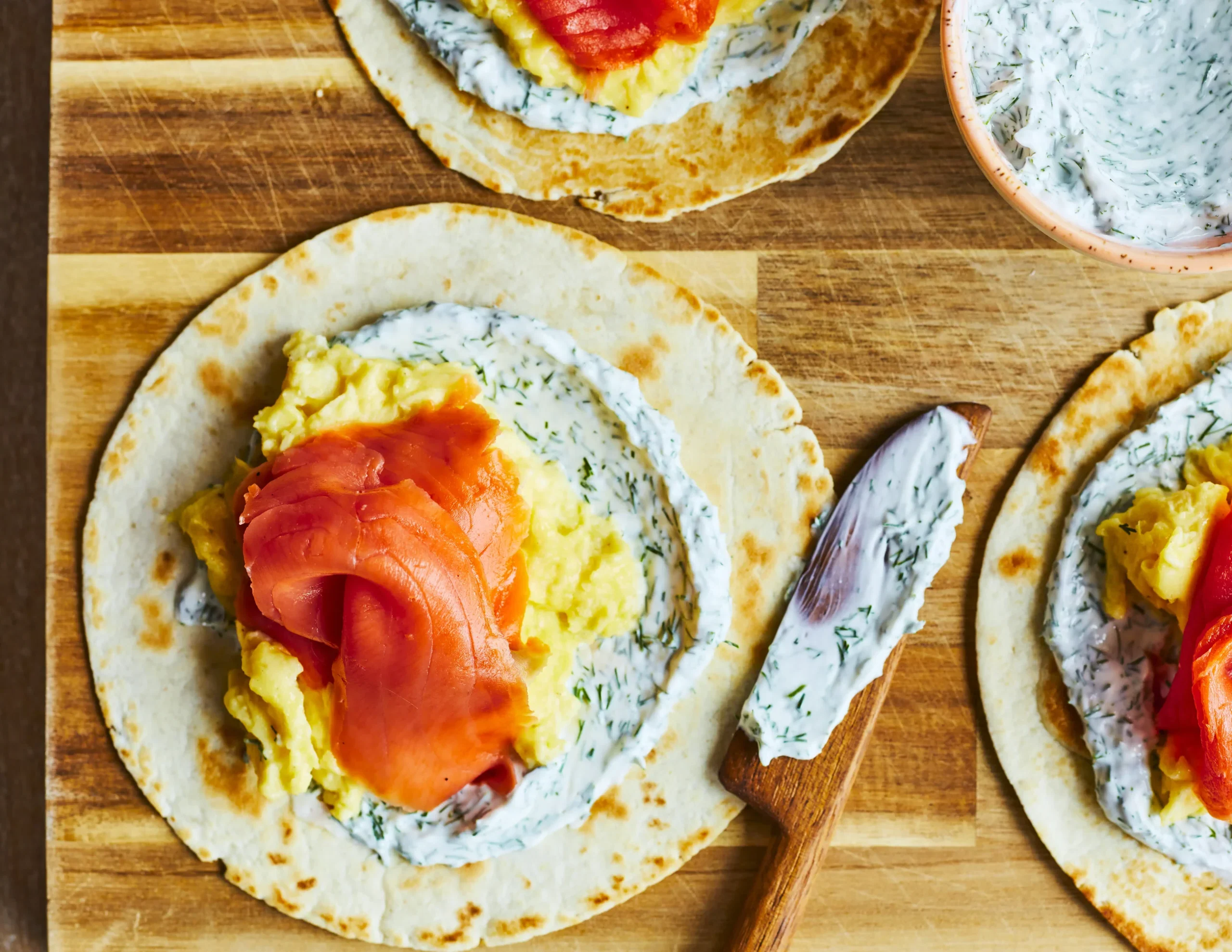 Taco déjeuner au saumon fumé