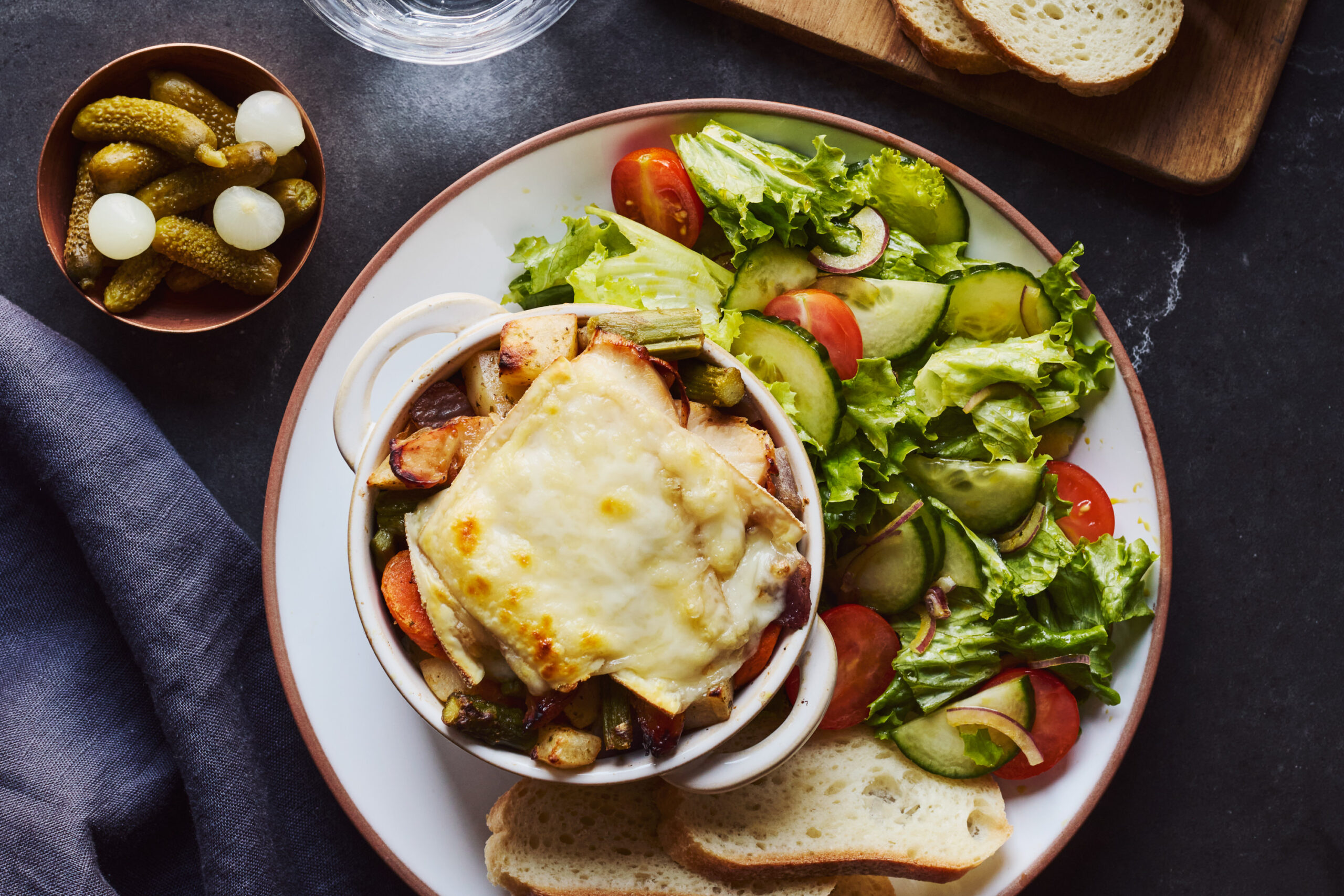 Raclette express au dindon et aux légumes grillés