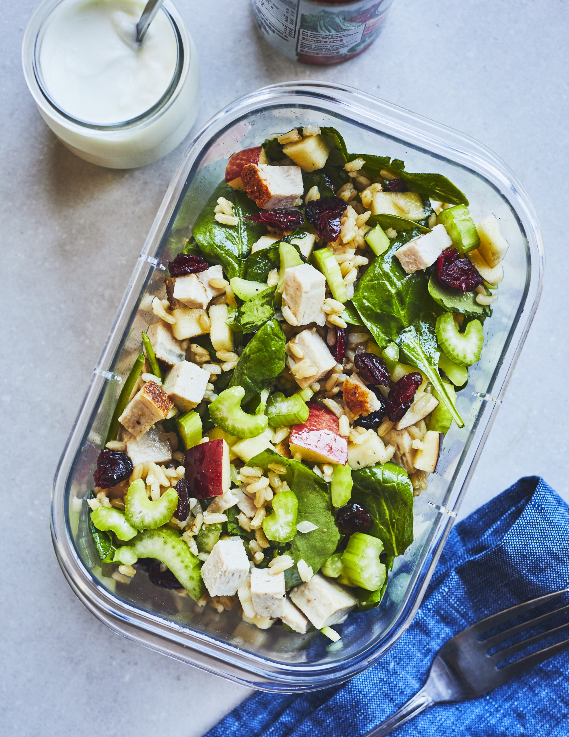 Salade de riz au porc et aux pommes